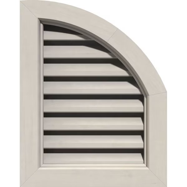 Quarter Round Top Right Western Red Cedar Gable Vent w/Brick Mould Face Frame, 15